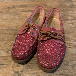 Pink/Gold Glitter Sperrys